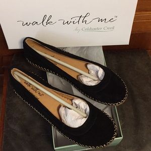 Coldwater Creek size 8M black suede shoes NIB